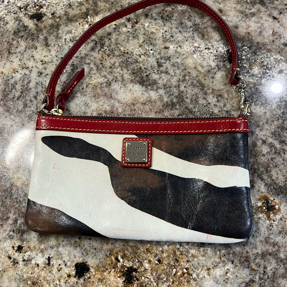 Dooney & Bourke Zebra print leather wristlet